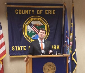 County Executive Poloncarz speaking before the media on December 2, 2014 after the Legislature adopted his 2014 budget.