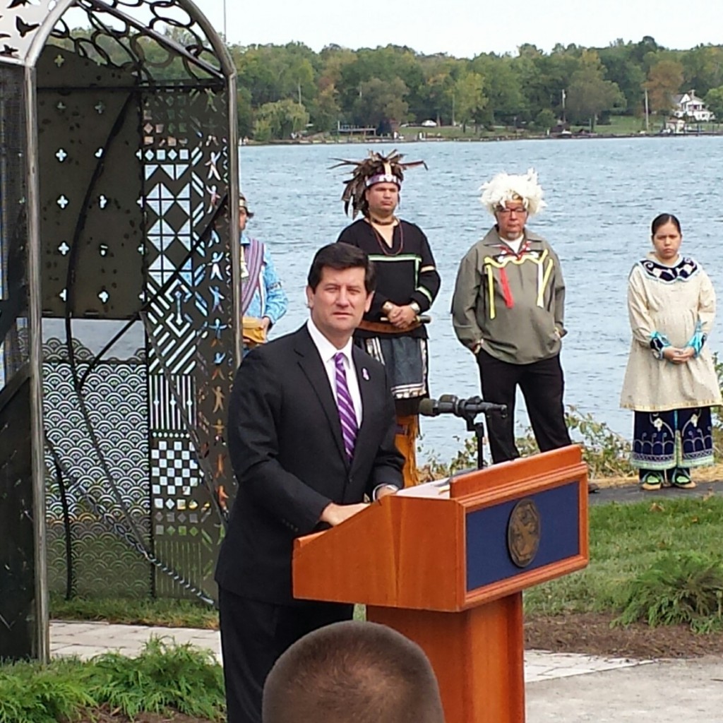 Mark Poloncarz delivering his remarks at the Tribute Garden Dedication Ceremony